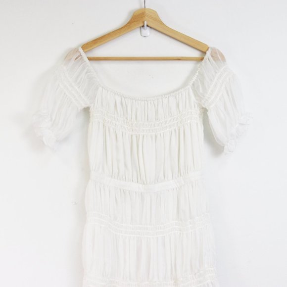 Revolve Smocked Tier Off Shoulder Sheer Maxi Dress - Picture 4 of 8